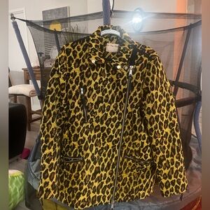 Vintage Free People We the free leopard print textured, mid length jacket
